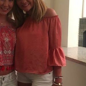 Off the shoulder silk shirt